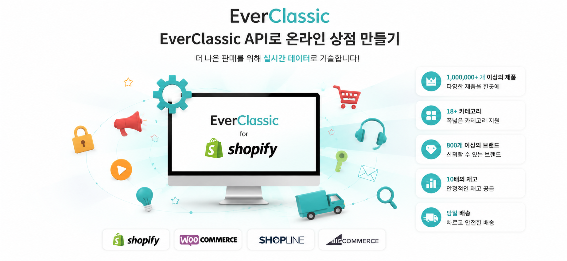 EverClassic API로 온라인 상점 만들기 — 100만+ 제품, 18+ 카테고리, 당일 배송